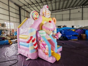 Castillo Inflable de 6.6 Pies, Estilo Macaron Rosa, con Tobogán, para Niños Pequeños, para Jardín - Product Image 3