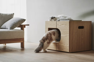 YOUME OEM/ODM Katzen toilette Schrank Massives Eichen-/Walnussholz mit integrierter Aufbewahrung <span class=keywords><strong>Cat</strong></span> <span class=keywords><strong>House</strong></span> <span class=keywords><strong>Indoor</strong></span> für Premium Home Decor - Product Image 6