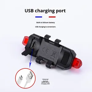 电池供电 USB 可充电硅胶便携式自行车尾灯 4 种模式防水 LED 安全警报户外骑行 - Product Image 5