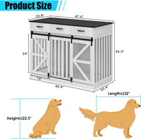 Meubles de caisse pour chien en bois pour 2 chiens avec séparateur amovible et tiroirs de rangement Table d'extrémité latérale pour cage à chien de ferme