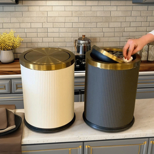<span class=keywords><strong>Poubelle</strong></span> ronde debout intelligente avec couvercle à pression <span class=keywords><strong>Poubelle</strong></span> de cuisine domestique en plastique 10L Corde à tirer - Product Image 3