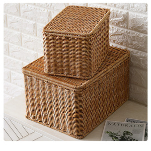 Clothing Organizer Woven Storage Box Rectangle Imitation Rattan Household Organizer Box Nordic Style Bedroom Storage - Product Image 4
