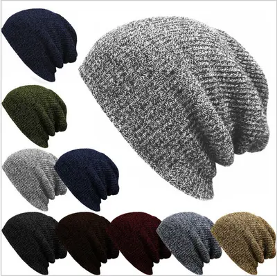 Bonnet de ski d'extérieur Gorros acrylique Slouchy Crochet avec étiquette personnalisée Bonnet femme homme tricoté bonnet baggy