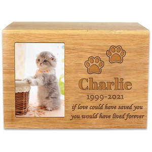 Wooden Pet <b>Urn</b> Rectangle Customizable Durable Memorial For <b>Cat</b> Dog - Product Image 2