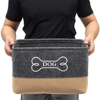 Grand panier de rangement en feutre avec poignées en bois 15,15x11x8,66 pouces pour jouets pour chats et organisation domestique