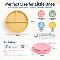 Plateau à repas pour bébé en silicone à trois compartiments, étanche, compatible lave-vaisselle, écologique, non toxique, portable, réutilisable, durable, motif dessin animé