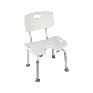 Adjustable Height Shower Chair With Backrest Aluminum Alloy White For Bathroom Toilet Use - Product Image 1
