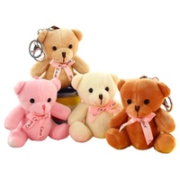 Vente en gros de mini-ours en peluche rose de 10 cm, jouet mignon, porte-clés, pendentif, rembourrage en coton PP, animaux en peluche pour cadeau promotionnel