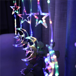 Cadena de luces de cortina de carámbano acrílico personalizable diseño de Luna y estrella de Navidad para decoración de dormitorio interruptor alimentado para vacaciones - Product Image 5
