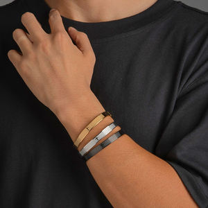 Pulsera de Acero Inoxidable con Letras de la Oración del Señor, Chapada en Oro Real de 18K, Versátil y a la Moda, para Hombre, Resistente al Deslustre - Product Image 3