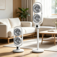 Ventilateur sur pied rechargeable durable en gros, 5 vitesses réglables, double usage table/sol, commande vocale et télécommande, oscillant