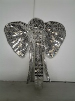 Statue d'éléphant disco en mosaïque grandeur nature, design d'intérieur personnalisé, grande taille, miroir mural, art mural d'éléphant