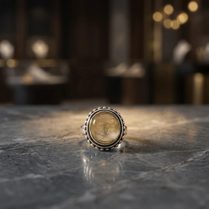 925 Sterling <b>Silver</b> Rutilated Quartz Crystal <b>Ring</b> for Women Bohemia Style Dainty <b>Statement</b> Piece Elegant Gemstone Jewelry Gift - Product Image 3