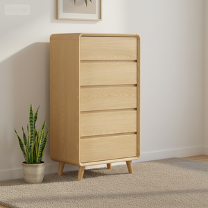 Meuble de rangement moderne à cinq compartiments avec pieds en panneau de bois et <span class=keywords><strong>tiroirs</strong></span> profonds pour entrepôt, hôpital, salon, chambres - Product Image 2