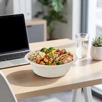 Vaisselle jetable écologique, compostable, en pulpe de bagasse de canne à sucre, biodégradable, bol rond pour la restauration