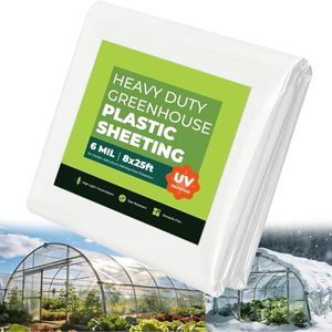 Heavy Duty <b>Greenhouse</b> <b>Plastic</b> Sheeting 6 Mil 8x25 Ft UV Resistant Clear Polyethylene Film For Garden Agriculture - Product Image 1