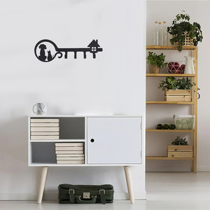 Logotipo personalizado Decoración de la pared Colgador de ropa montado Gancho para abrigos Llavero Estante Diseño de metal Gancho para llaves de gato de dibujos animados personalizado - Product Image 6