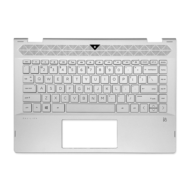 Laptop Repair Replacement Case Palmrest Silver Shell With Camera Hole+US Keyboard for HP Pavilion X360 14-CD 14M-CD TPN-W131
