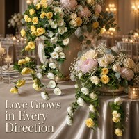 Guirlande de Camélias Artificiels en Soie Grande Décoration Murale pour Mariage Diamètre de la Fleur 7cm Longueur 120cm pour Usage Domestique et Hôtelier - Vente en Gros Disponible