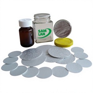 Sellos Redondos de Aluminio Sam Lan, Aleación H14 8011, Grado Alimenticio, Tratamiento Simple, Tapa Amarilla Incluida - Product Image 1