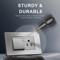 Applique murale à panneau gris en acier inoxydable America Standard Outlet Plug Type a 118*72mm Wall Light Switch and 3 Pin Power Socket