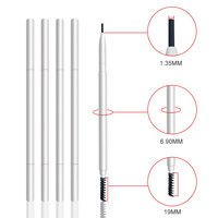 Crayon à sourcils blanc fin imperméable longue tenue avec brosse, logo personnalisé, crayon à sourcils microblading fin