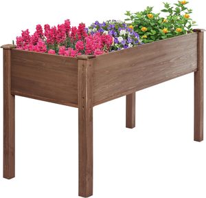 Support de pot en bois surélevé pour lit de jardin avec pattes pour légumes à base de plantes, fleurs, idéal pour les terrasses extérieures - Product Image 1