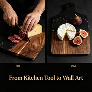 Planche à charcuterie en marbre et bois d'acacia avec trou <span class=keywords><strong>de</strong></span> suspension, plateau <span class=keywords><strong>de</strong></span> service pour fromages pour la maison et la cuisine - Product Image 3