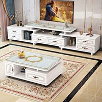 Ensemble de meubles de salon modernes de haute qualité, meuble TV et table basse pour salon et bureau à domicile avec grand rangement extensible
