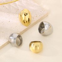 22mm Breiter Edelstahl Massiver Schwerer Ring 18k Vergoldet Matt Unisex Retro Punk Statement Wasserdichtes Accessoire