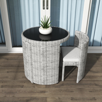 Fulin Ensemble de Mobilier de Jardin de Haute Qualité 3 Pièces pour Balcon, Table et Chaises de Café en Rotin pour Extérieur (2 Personnes)