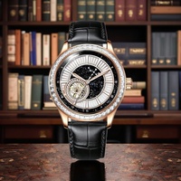 Montres de Tourbillon saphir personnalisées noires et dorées avec logo bracelet en cuir véritable Nh35 montre de plongée hommes