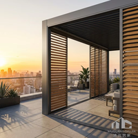 Pérgola Bioclimática Moderna de Aluminio de Lujo con Techo de Láminas Deslizantes, Impermeable, Resistente a la Intemperie, Ecológica, con Estructura con Recubrimiento en Polvo