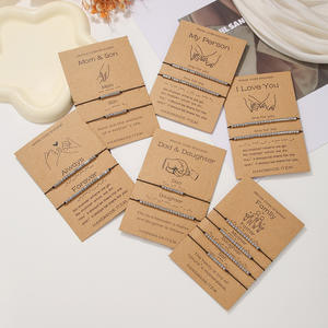 Gran oferta, pulsera de acero inoxidable con código Morse familiar a juego de distancia ajustable para regalos de <span class=keywords><strong>hijo</strong></span> y mamá - Product Image 2