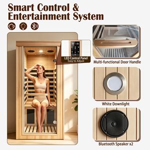 Ambohr US Stocks 1 Person Indoor Infrared Saunas Canadian Hemlock Wood Low EMF Dry Sauna 48hours Ship Out Home Gym Fitness Use - Product Image 3