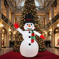 TSINYE Pupazzo di Neve Gonfiabile con LED Interni, Cappello a Cilindro e Sciarpa a Righe, Auto-Gonfiabile, Facile da Montare, Decorazione Invernale Natalizia per Giardino e Prato