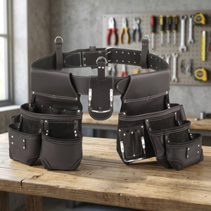 Professional Men's Cow <b>Leather</b> <b>Tool</b> Kit Best Quality Premium Canvas <b>Tool</b> Bag with Belt for Sale Best Quality <b>Tool</b> Pouch - Product Image 1