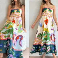 Robe élégante sans manches à taille haute en polyester avec col carré et imprimé pour le printemps, service OEM ODM en gros