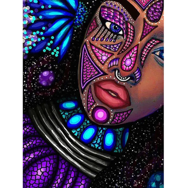 Plein foret bricolage 5d diamant peinture abstraite peinte femme africaine Photo impression diamant broderie mur Art décor