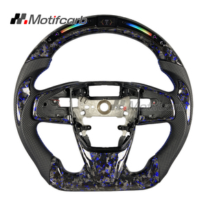 พวงมาลัยคาร์บอนไฟเบอร์ฟอร์จสีน้ำเงินแบบสมาร์ท LED สำหรับ Honda Civic Si Type-R FK8 Coupe รุ่นที่ 10 ปี 2016-2021 และ CR-V ที่ปรับแต่งได้ - Product Image 1