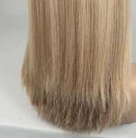 Perruque Sheitel Kosher en Cheveux Humains Vierges, Dessus en Soie, Blond Mèches, Lisse, Effet Cuir Chevelu Réaliste, pour Patients Atteints de Cancer et Perte de Cheveux Médicale