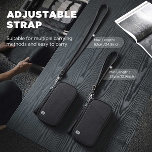 TPW104 Custom Oxford Cloth Zip Bifold <span class=keywords><strong>Document</strong></span> Sleeve Versátil RFID Blocking Travel Passport Holder con correa ajustable - Product Image 4