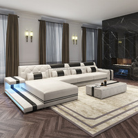 Canapé à chargement sans fil LED au design unique Canapé de musique en forme de U pour maison intelligente Ensemble de fauteuils et fauteuils de cinéma pour villa haut de gamme