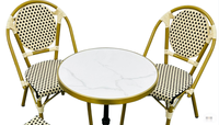 Chaise de café d'extérieur commerciale durable en aluminium et rotin tressé pour jardin, usage en entrepôt et magasin