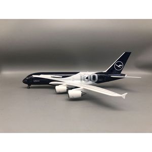 דגם מטוס A380 של לופטהנזה לציון 100 שנה, 46 ס\"מ, עם תאורת LED נשלטת קולית, קישוט לשולחן עבודה בבית או במשרד, מתנה לחובבי תעופה - Product Image 3