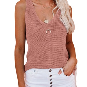 2026 Summer New Fresh Solid Color Fashion Strap Vest Home Ice Silk Knitted Women's Wholesale - Product Image 1