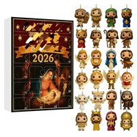 Calendrier de l'Avent en Acrylique avec Boîte Mystère, Ornement Bonhomme de Neige, 24 Jours de Surprises, Breloque, Cadeau de Noël, 14+ Boîte Avion