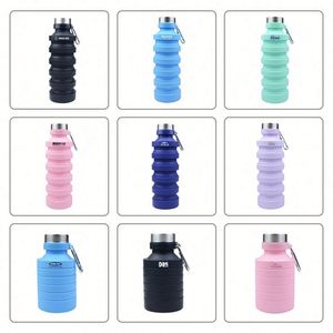 Bouteille d'eau pliable en silicone réutilisable, bouteille d'eau de sport pliable arc-en-ciel, bouteille d'eau portable pour la randonnée - Product Image 4