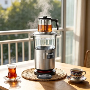 Nuovo Modello Samovar Elettrico 2300W, Teiera da 3,5L + 1L in Vetro Borosilicato, Bollitore <span class=keywords><strong>Turco</strong></span> per Tè con Controllo Digitale della Temperatura - Product Image 1