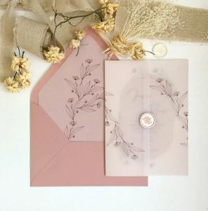 Papel de Vitela Translúcido Blanco para Invitaciones de Boda, Diseño Floral Minimalista - Product Image 3